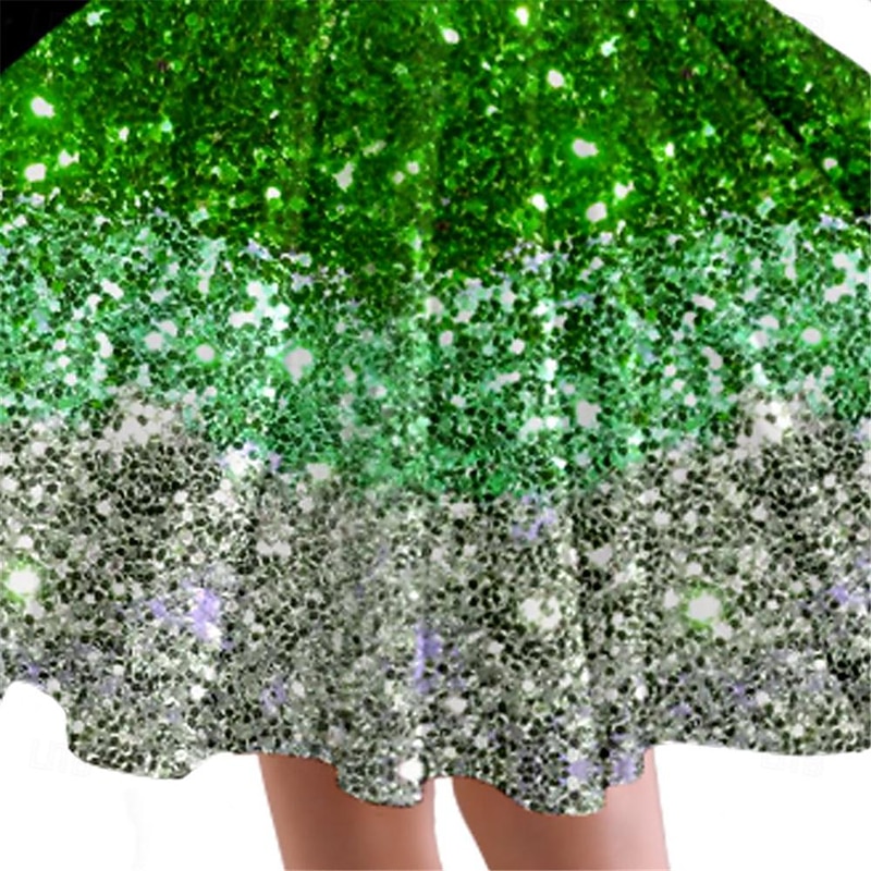 St. Patrick Girls' 3D Four Leaf Clover Dress Long Sleeve 3D Print Spring Fall Sports & Outdoor Daily Holiday Cute Casual Beautiful Kids 3-12 Years Casual Dress A Line Dress Above Knee Polyester4