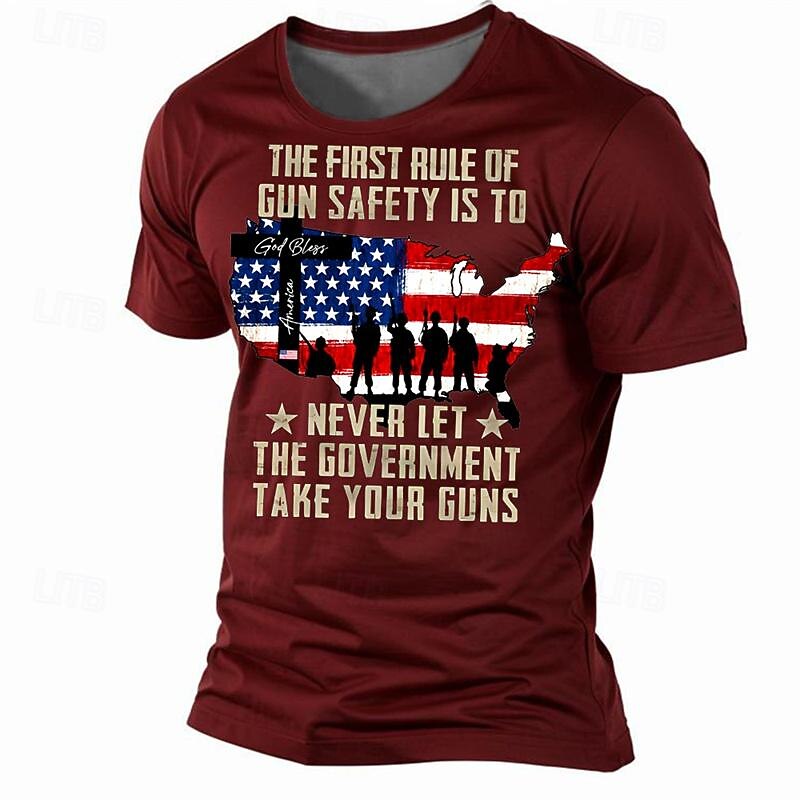 Veterans Day Men's Patriot Patriotic Veteran Graphic American Flag Soldier T shirt Short Sleeve T shirt 3D Print Crew Neck Shirt Daily Casual Street Style Sports Outdoor Holiday Going out Black2
