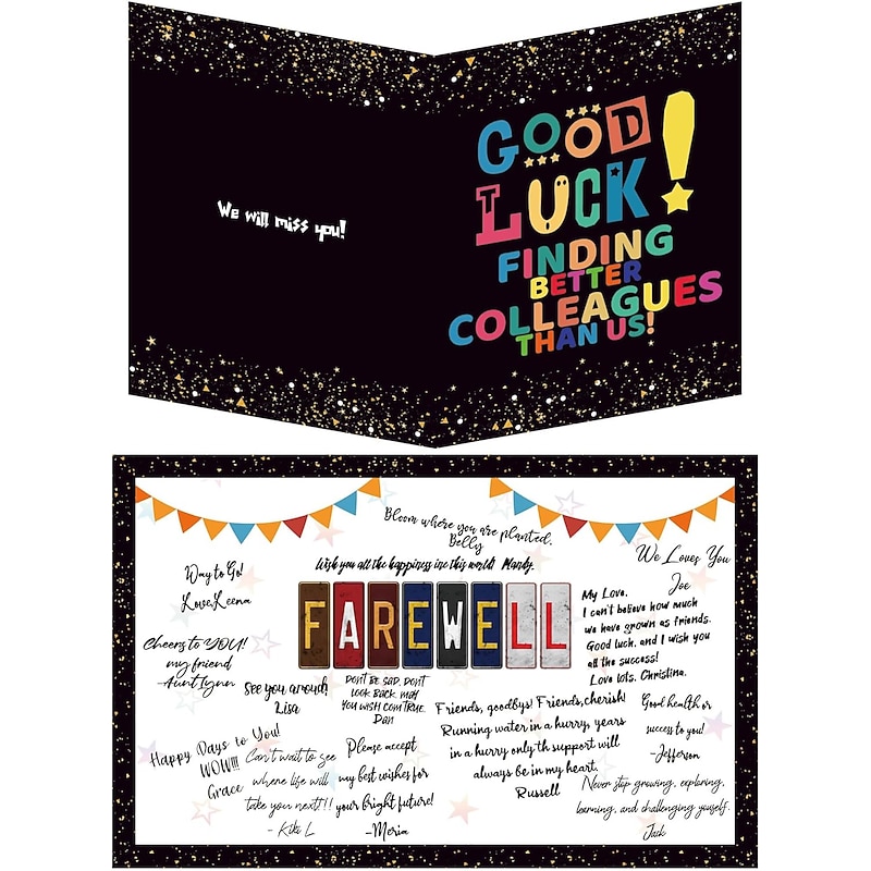 Good Luck Retirement Card Farewell Party Decorations Goodbye Cards Sign in Poster Greeting Card We Will Miss You Party Supplies Leaving Gifts for Colleague Women Men