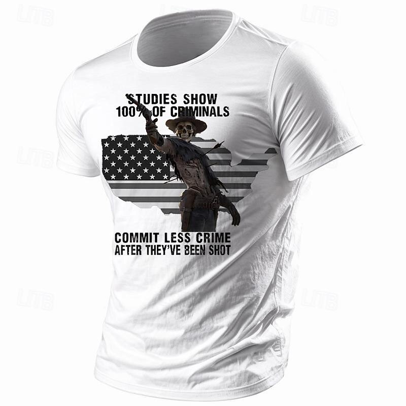 Veterans Day Men's Patriot Patriotic Veteran Graphic Skeleton American Flag T shirt Short Sleeve T shirt 3D Print Crew Neck Shirt Retro Vintage Street Style Western Aztec Sports Outdoor Holiday3