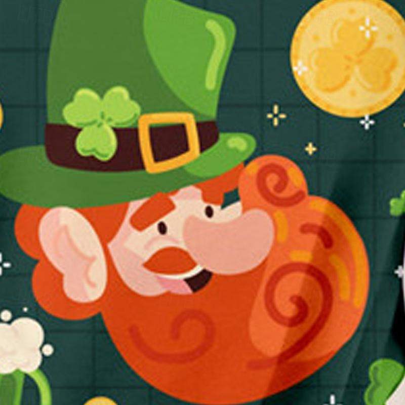 St. Patrick Boys 3D Cartoon Four Leaf Clover Tee Shirt Short Sleeve 3D Print Summer Active Sports Fashion Polyester Kids 3-12 Years Crew Neck Outdoor Casual Daily Regular Fit4