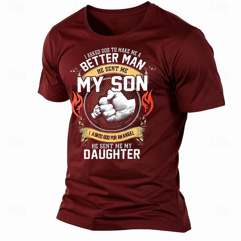 Men's Dad T-Shirt - 'My Son My Daughter Made Me A Better Man' Fatherhood Graphic Tee | Short Sleeve Family Love Gift2