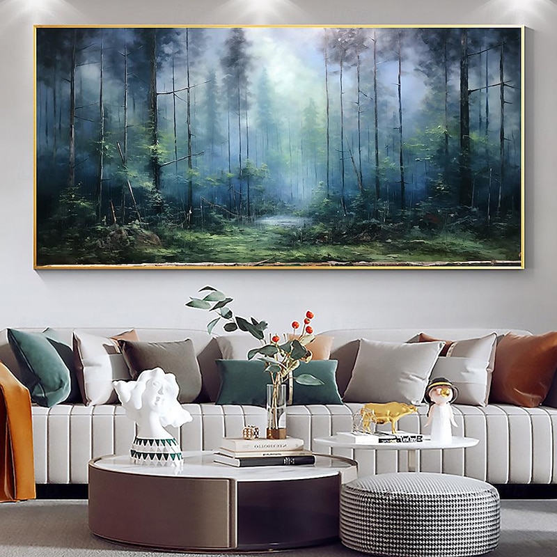 Large hand painted Abstract Forest Oil Painting On Canvas Green Tree Wall Art Original Nature Landscape Painting Custom Painting Modern artwork for Living Room Decor2