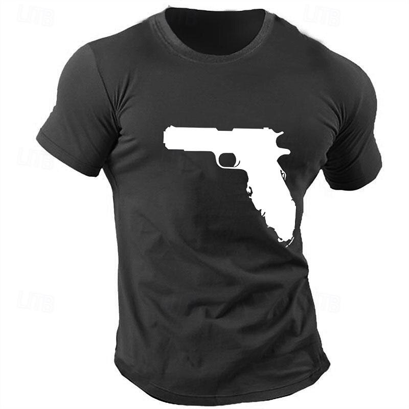 Men's Weapon Gun T Shirt Tee Top Cotton Short Sleeve Graphic Shirt Black White Army Green Comfortable Tee Sports Outdoor Holiday Fashion Designer Clothing3