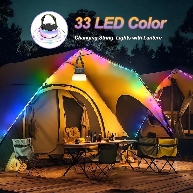 Camping Lantern Solar String Lights Multifunctional Rechargeable Outdoor Tent Camping Light 16.4FT IP65 Waterproof Camping Gear with Rechargeable Emergency for Christmas, Home and Party Decorations2
