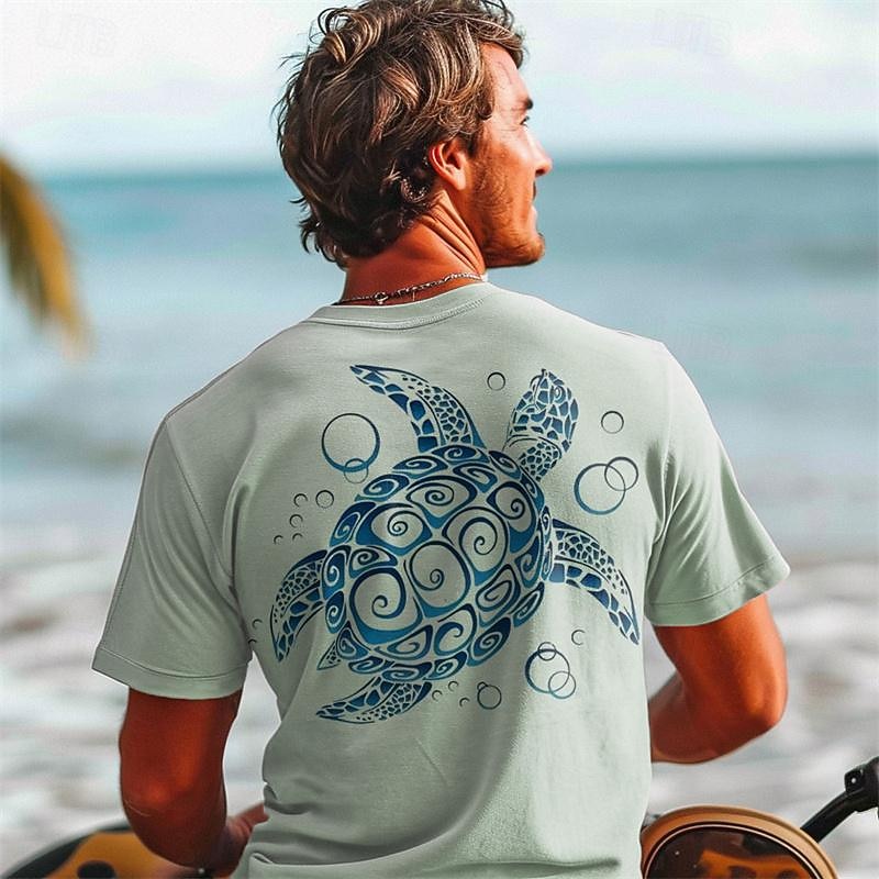 Men's Graphic Animal Turtles T Shirt Short Sleeve T shirt 3D Print Crew Neck Shirt Daily Hawaiian Resort Style Sports Outdoor Holiday Going out White Light Green Pink Spring & Summer Clothing Apparel4