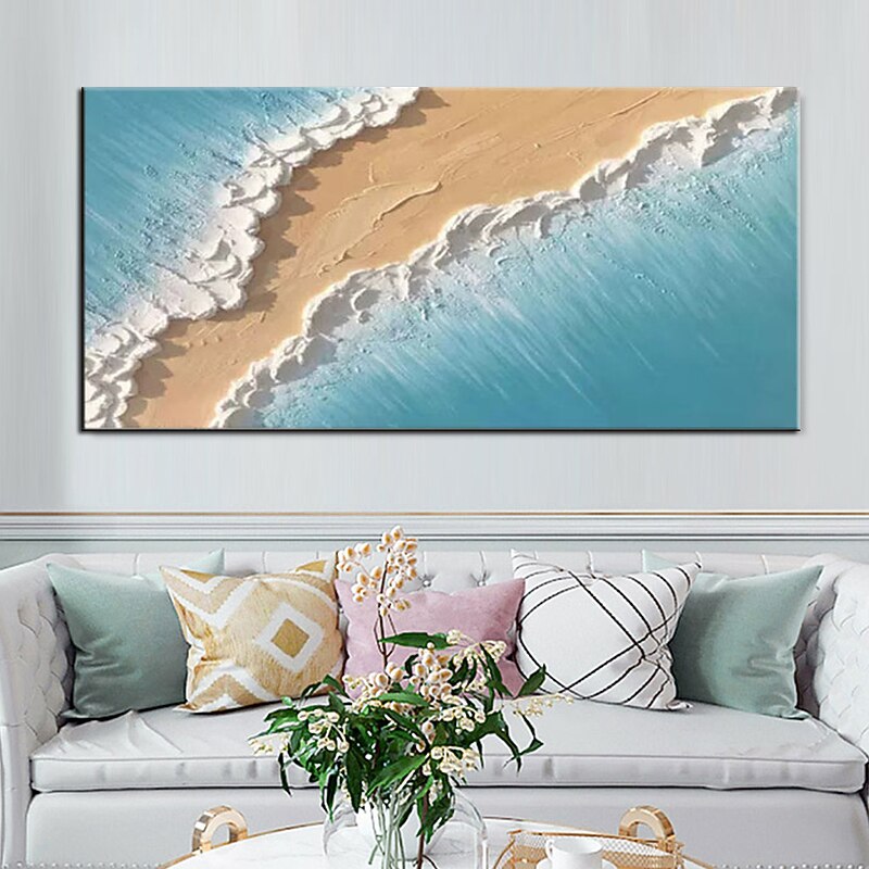 Hand Painted Large Seascape oil painting  Wall Art  ocean seaside painting blue landscape painting Hand Painted Oil Painting Canvas Art with Home Decor ready to hang or canvas4