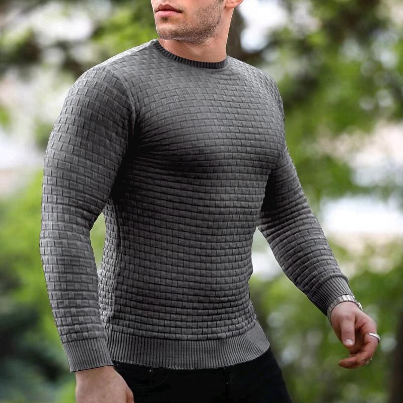 Men's Waffle Tee Waffle Shirt T Shirt Tee Long Sleeve Crew Neck Spring &  Fall Plain Fashion Designer Basic Knit Vacation Street Going out Black White Khaki Top Tee for Men2