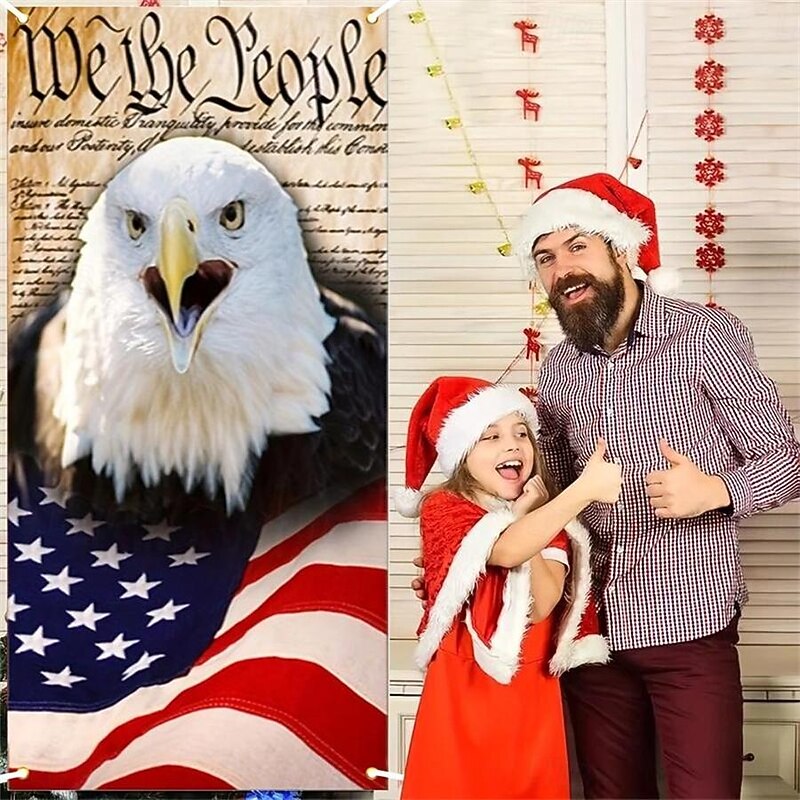4th of July American Eagal Door Covers Independence Day Door Tapestry Door Curtain Decoration Backdrop Door Banner for Front Door Farmhouse Holiday Party Decor Supplies2