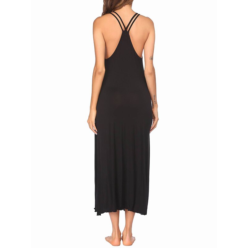 Women's Midi Dress Black Dress Casual Dress Cocktail Dress Formal Dress Daily Casual Home Lounge Regular Fit Plain Sleeveless Strap Black Gray Summer3