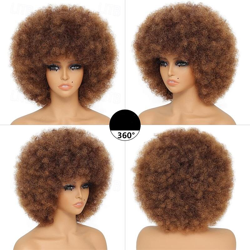 Afro Wigs for Black Women 10 inch Afro Curly Wig 70s Large Bouncy and Soft Afro Puff Wigs Natural Looking Full Wigs for Party Cosplay Afro Wig Halloween Wigs4