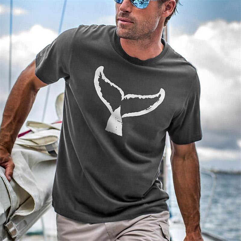Men's Graphic Animal Fish T Shirt Short Sleeve T shirt 3D Print Crew Neck Shirt Daily Casual Resort Style Vacation Holiday Going out Blue Purple Gray Spring & Summer Clothing Apparel S M L XL 2XL 3XL2