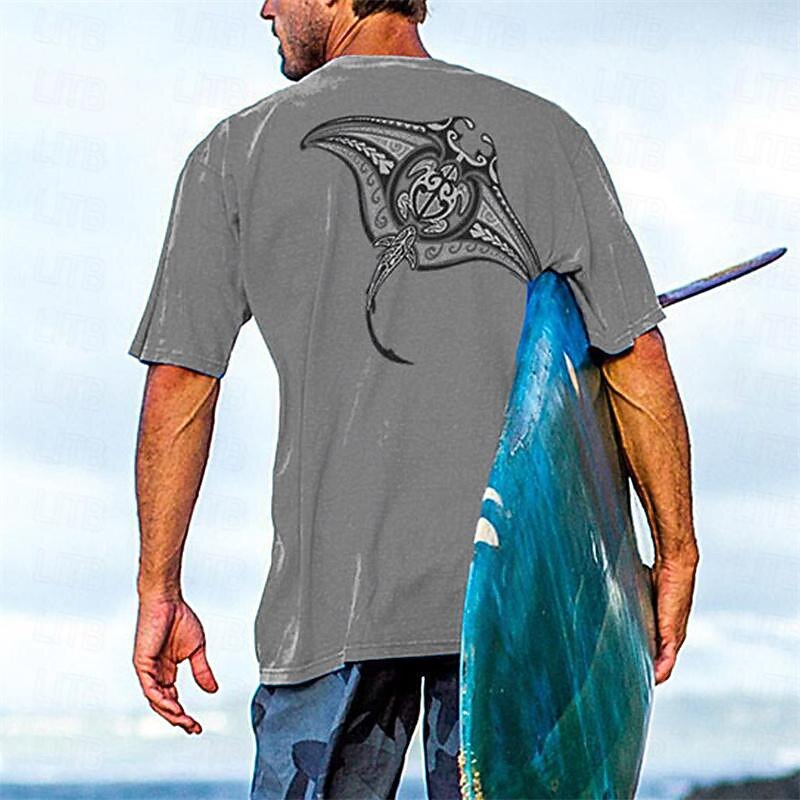 Men's Graphic Animal Turtle T Shirt Short Sleeve T shirt 3D Print Crew Neck Shirt Resort Style Vacation Holiday Going out Blue Green Gray Spring & Summer Clothing Apparel S M L XL 2XL 3XL4