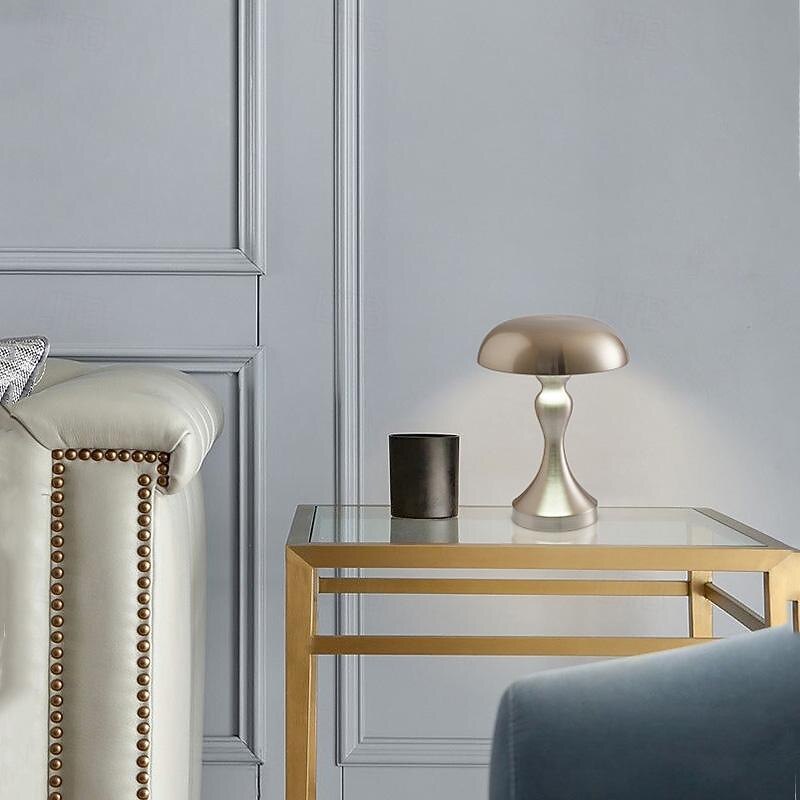 Mushroom Lamp Nordic Retro Living Room Bedroom Rechargeable Table Lamp Simple Touch Bar Dining Table Study Metal Night Light3