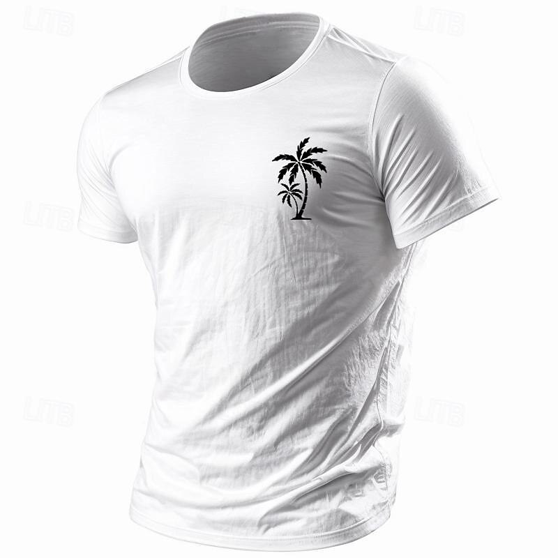 Men's Coconut Tree T Shirt Tee Top Cotton Short Sleeve Graphic Shirt Black White Burgundy Comfortable Tee Sports Outdoor Holiday Fashion Designer Clothing