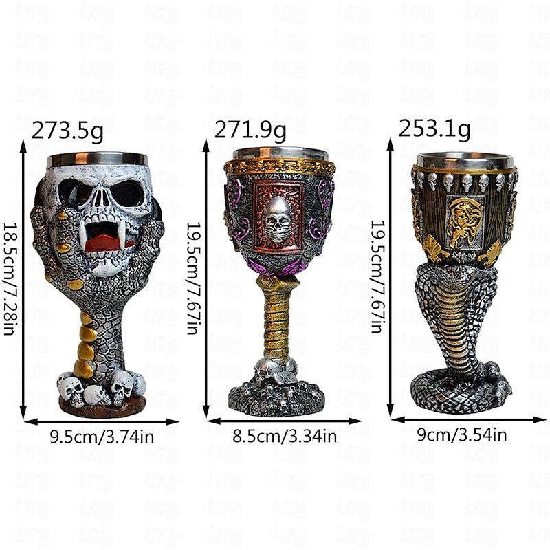 Medieval Goblet - Skull Beer Goblet Drinking - Stainless Steel Goblet Collectors - Ideal Gothic Gift, Party Decoration3