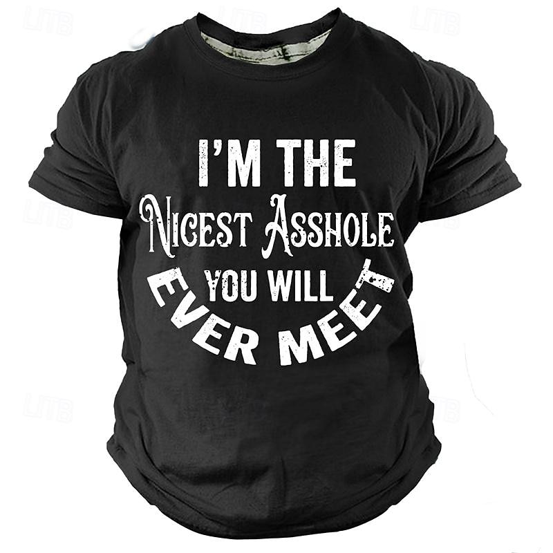 Men's Rude Offensive Graphic Letter T shirt Short Sleeve T shirt 3D Print Crew Neck Shirt Daily Designer Casual Sports Outdoor Holiday Going out Black Navy Blue Army Green Spring & Summer Clothing