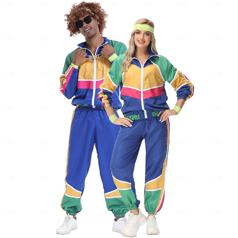 Couples 1980s Retro Vintage Costume Workout Outfits Men's Women's Movie Cosplay Streetwear 1980s Masquerade Halloween Carnival Disco Party Hip Hop