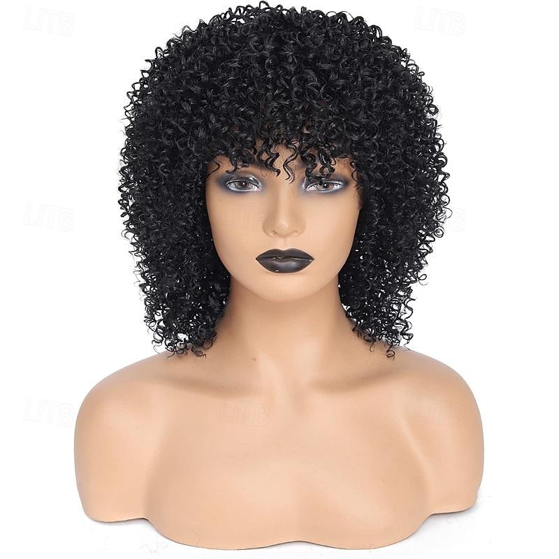 Black Curly Afro Wigs For Black Women Short Wigs For Black Women Natural Hair Wigs with bangs Kinky Curly Wigs Afro Twist Hair Halloween Wigs4
