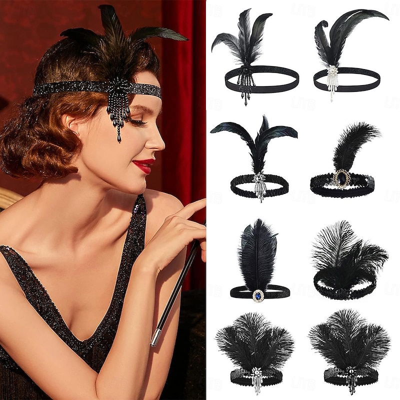 Head Jewelry Flapper Headband Retro Vintage Roaring 20s 1920s Plastic For Cosplay Carnival Women's Costume Jewelry Fashion Jewelry