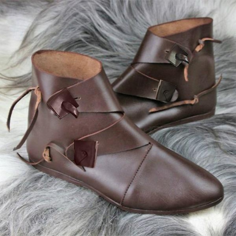 Vintage Medieval Renaissance Shoes Flat Jazz Boots Turn Shoes Pirate Viking Ranger Archery Solid Colored Fancy Dress Men's Women's Unisex Celtic Pirate Fantasy Halloween Carnival Masquerade Casual