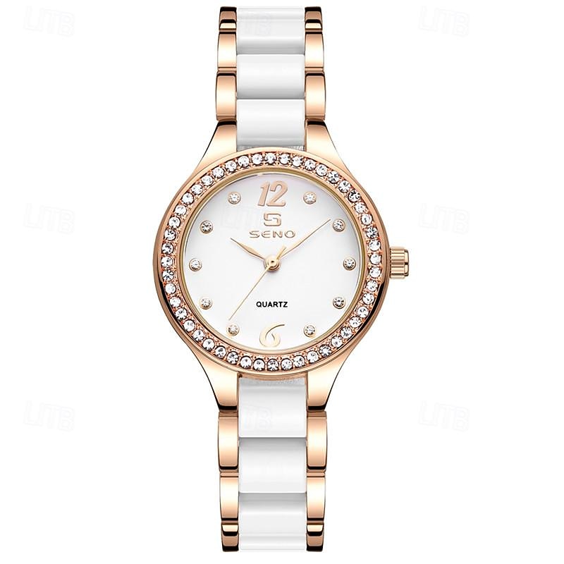 New Seno Tatsuno Brand Women'S Watches Decorative Ceramic Tiled Solid Steel Band Dial Quartz Watches Fashionable And Elegant Women'S Wristwatches4