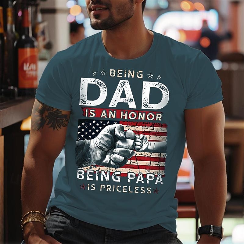 Veterans Day Men's Patriot Patriotic Veteran Hand American Flag T shirt Tee Top Cotton Short Sleeve Graphic Shirt Black Blue Comfortable Tee Sports Outdoor Holiday Fashion Designer2