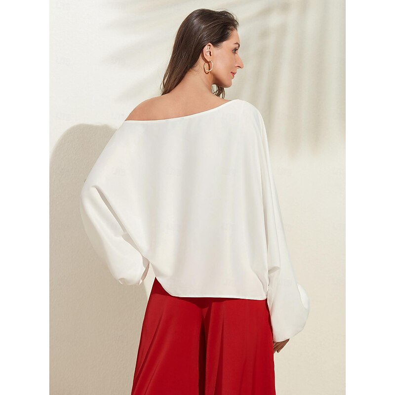 Satin Printed Puff Sleeve Cold Shoulder Culottes Set4