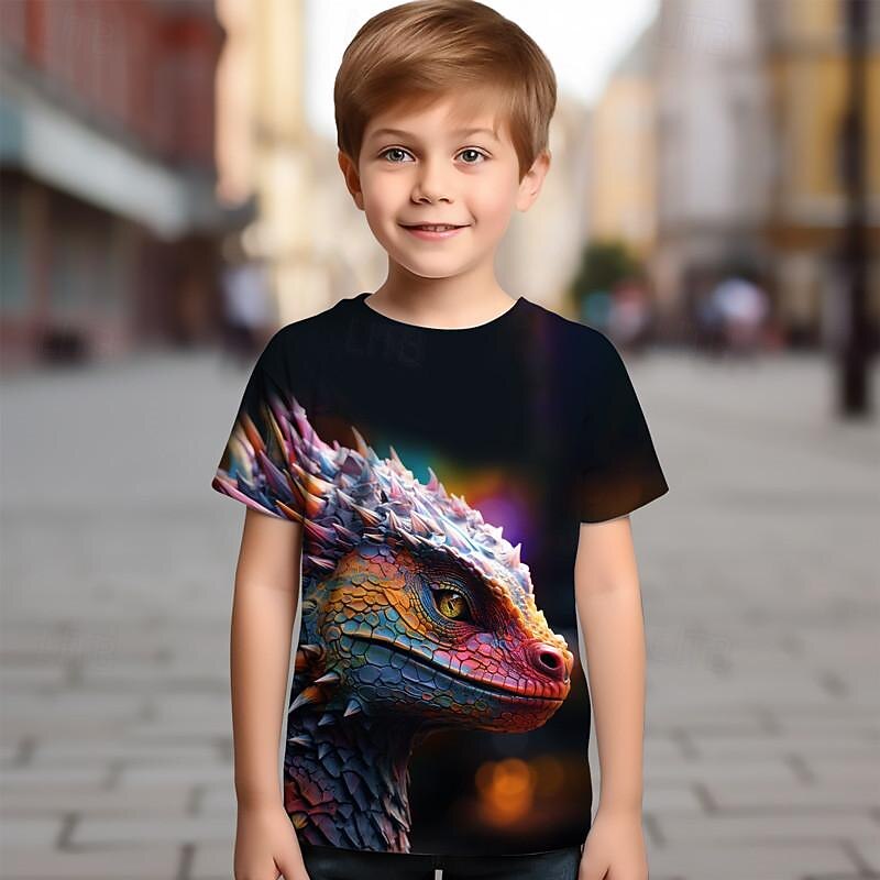 Boys 3D Dragon Tee Shirt Short Sleeve 3D Print Summer Active Sports Fashion Polyester Kids 3-12 Years Crew Neck Outdoor Casual Daily Regular Fit2