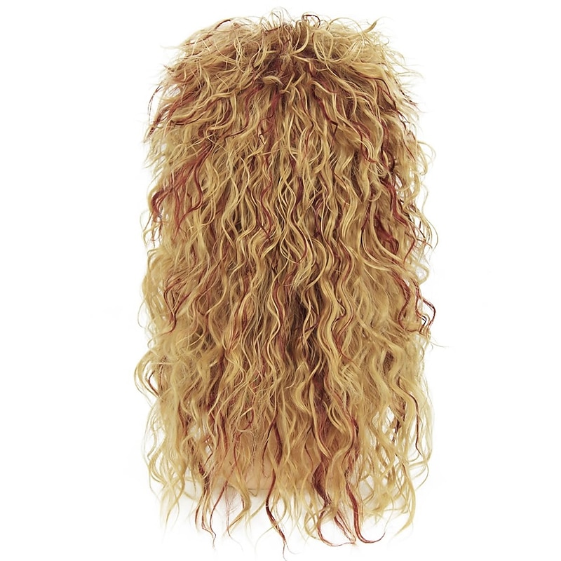 Womens 70s 80s Wig Curly Wigs for 70s 80s Costume Women Long Blonde Mixed Brown Curly Wavy Wig Mullet Rocker Wig Without Accessories  (Only Wigs) CJ031M Halloween Wigs3