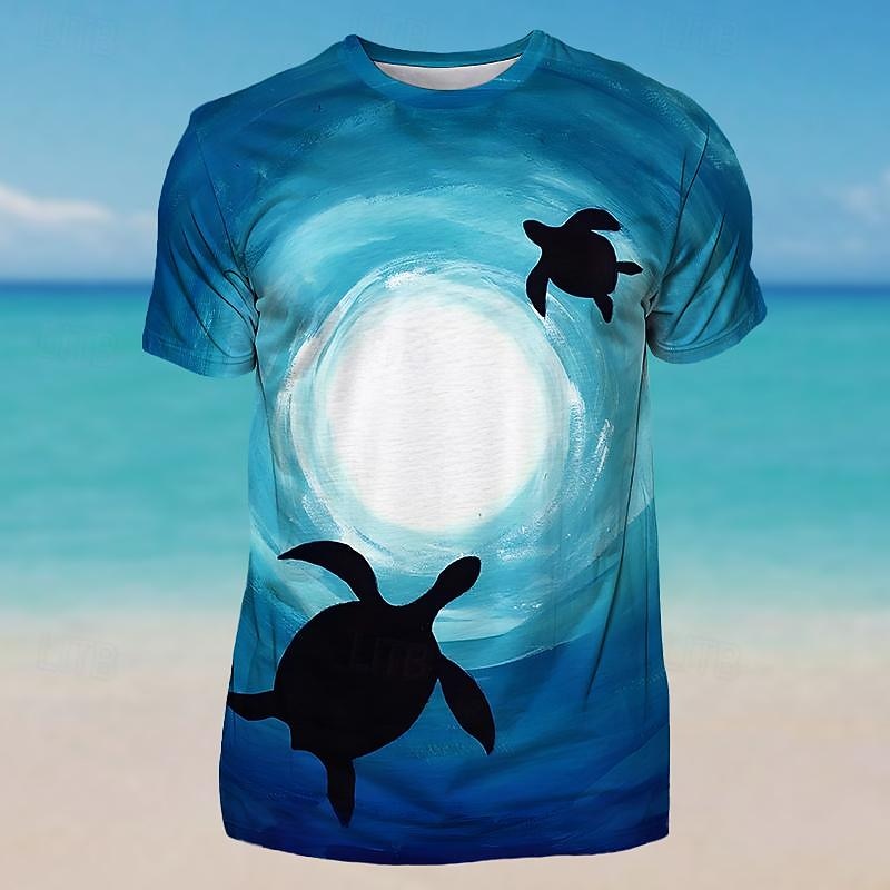 Men's Graphic Animal Turtle T Shirt Short Sleeve T shirt 3D Print Crew Neck Shirt Vacation Daily Designer Sports Outdoor Holiday Going out Yellow Blue Green Spring & Summer Clothing Apparel S M L XL