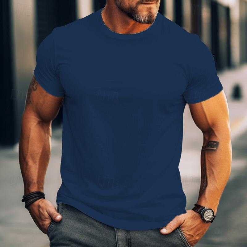 Men's T Shirt Tee Top Short Sleeves Crew Neck Summer Plain Fashion Designer Basic Vacation Street Going out Wine Black White Top Tee for Men2