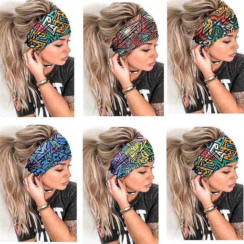 Printed Headband, Bohemian Headscarf, Elastic Women's Sports Yoga Headband, Wide Brimmed Headband, Fashionable Hair Accessories2