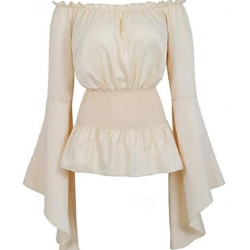 Set with Medieval Off Shoulder Blouse Lace Choker Necklace Bracelet Punk & Gothic Renaissance 19th Century 3 PCS Outfits Women's Off Shoulder Cosplay Costume  LARP Party4