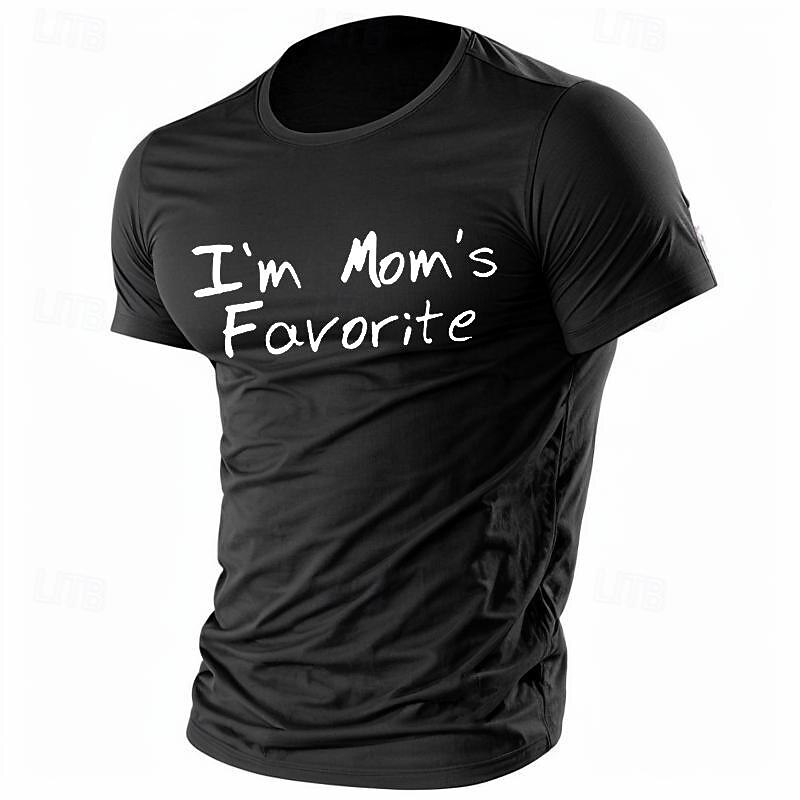 Men's I'm Mom's Favorite T Shirt Tee Top 100% Cotton Short Sleeve Graphic Shirt Black White Burgundy Comfortable Tee Sports Outdoor Holiday Fashion Designer Clothing4