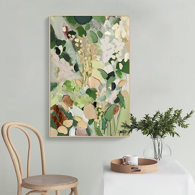 Mintura Handmade Abstract Green Flower Oil Paintings On Canvas Wall Art Decoration Modern Picture For Home Decor Rolled Frameless Unstretched Painting4