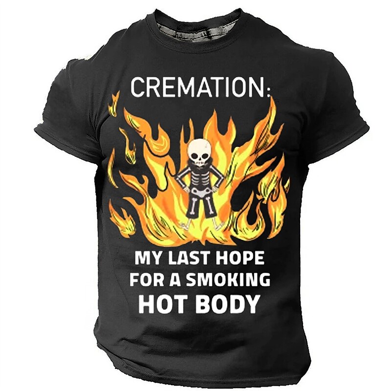 Men's Funny Graphic T-Shirt: Cremation My Last Hope For A Smoking Hot Body Pun Wordplay Short Sleeve Tee2