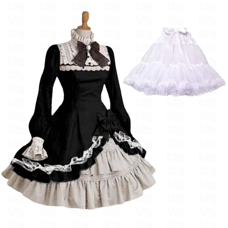 Retro Vintage Gothic Lolita Rococo Dress Petticoat Hoop Skirt Under Skirt Trumpet Sleeve Movie / TV Theme Costumes Lace Bow Fancy Dress Women's Girls' Party Masquerade Party & Evening Adults' Dress3