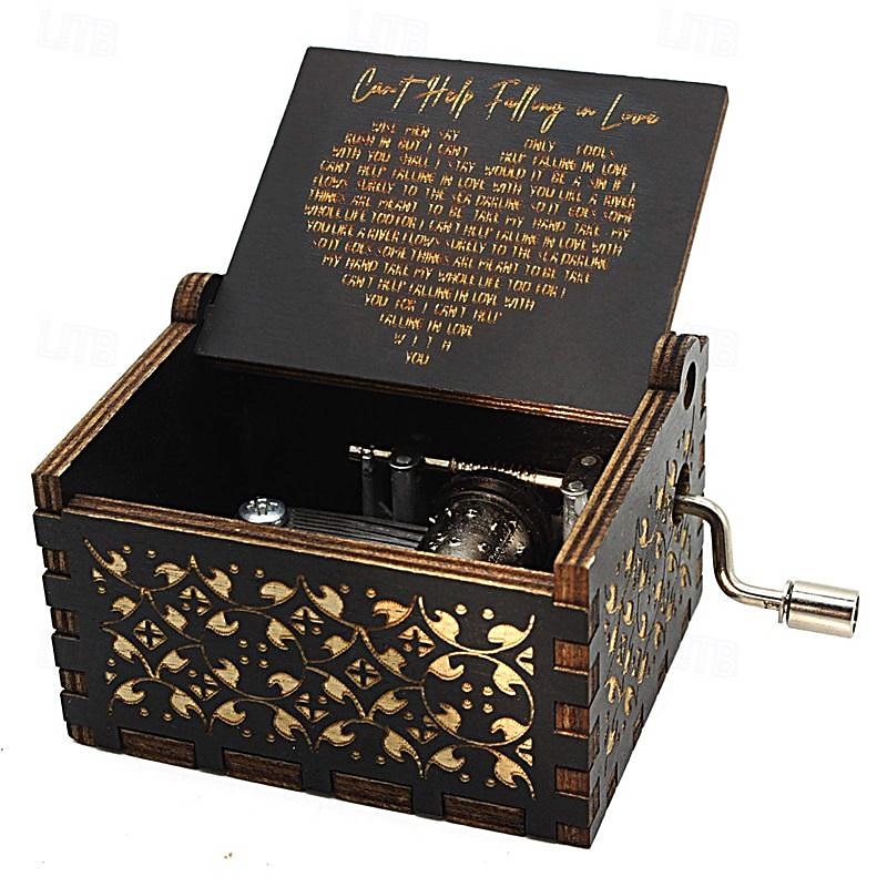 Can't Help Falling in Love Wood Music Box Antique Engraved Musical Boxes Case for Love One Wooden Music Box - Gifts for Lover Boyfriend Girlfriend Husband Wife2