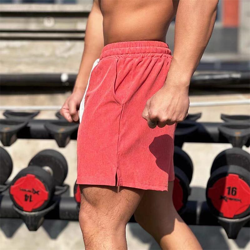 Men's Running Shorts Gym Shorts Going out Weekend Breathable Quick Dry Pocket Drawstring Elastic Waist Plain Short Gymnatics Casual Activewear Light Green Red4