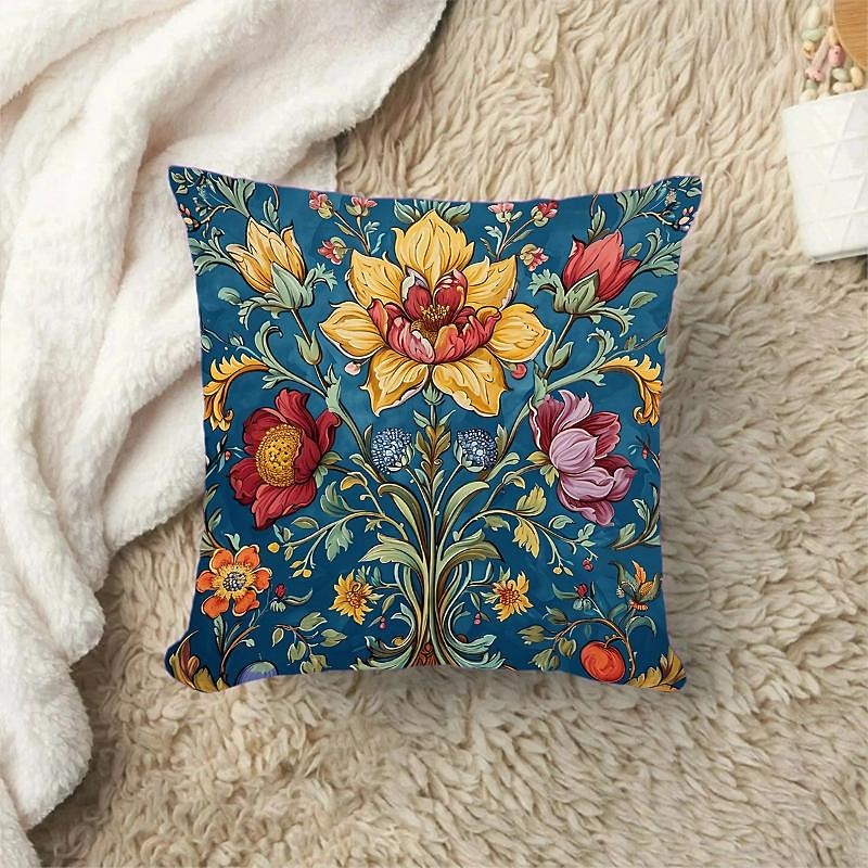 Vintage Flowers 1PC Throw Pillow Covers Multiple Size Coastal Outdoor Decorative Pillows Soft Cushion Cases for Couch Sofa Bed Home Decor2