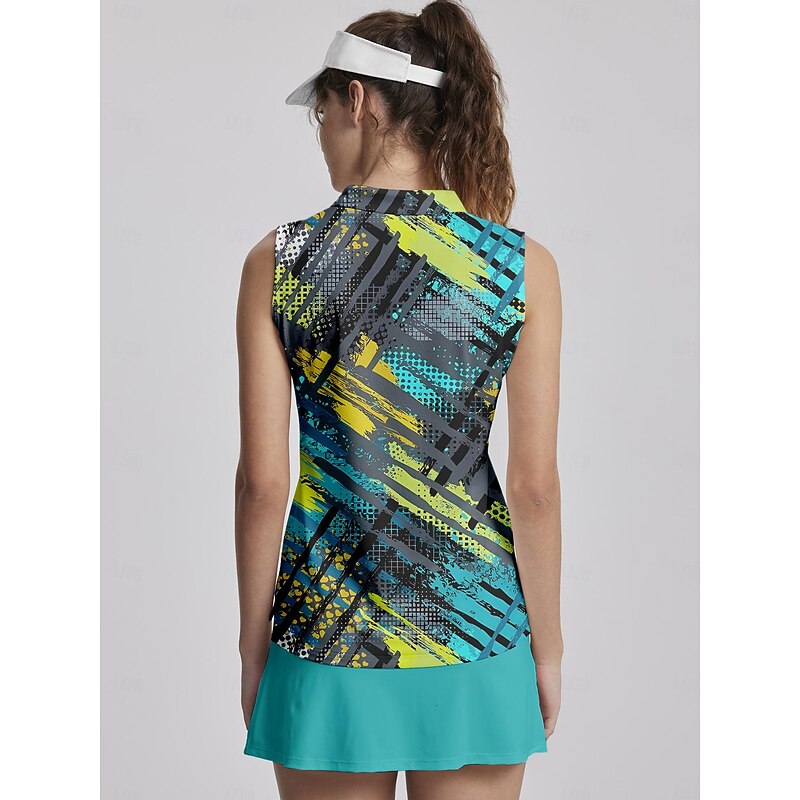 Women's Golf Polo Shirt Yellow Sleeveless Sun Protection Top Ladies Golf Attire Clothes Outfits Wear Apparel2