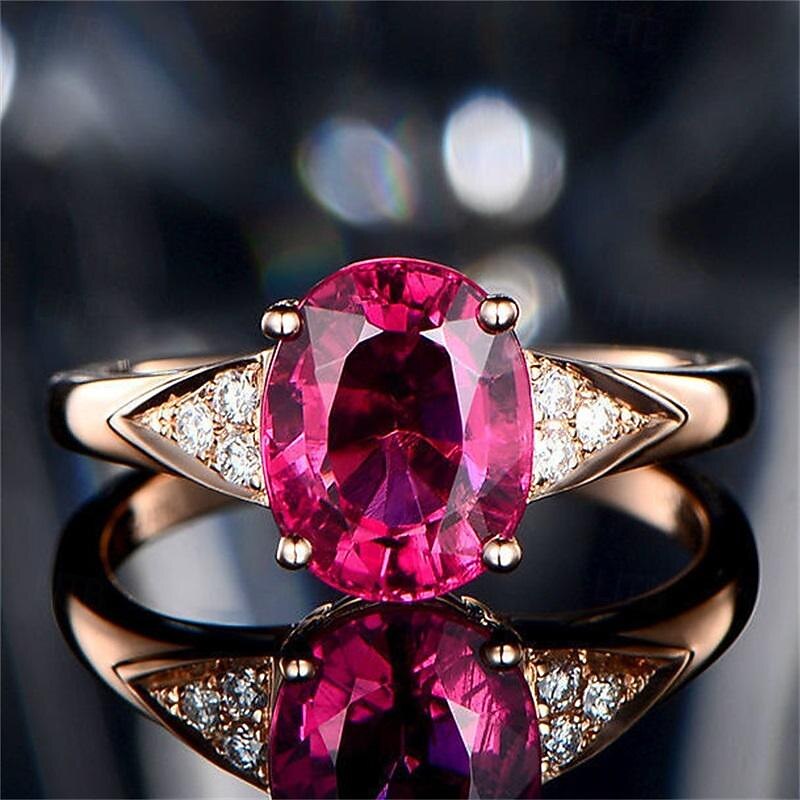 Red Crystal Gemstone Bracelet For Women Buy Three Get One Free Luxury European And American Style Rose Gold Necklace Ring Set4