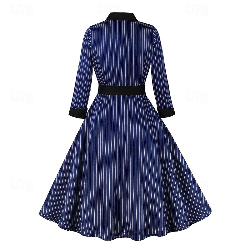Retro Vintage 1950s Vintage Dress Cocktail Dress Swing Dress Flare Dress Stripes Fancy Dress Women's Masquerade Party / Evening Bachelorette Party Adults' Dress Homecoming Dresses3
