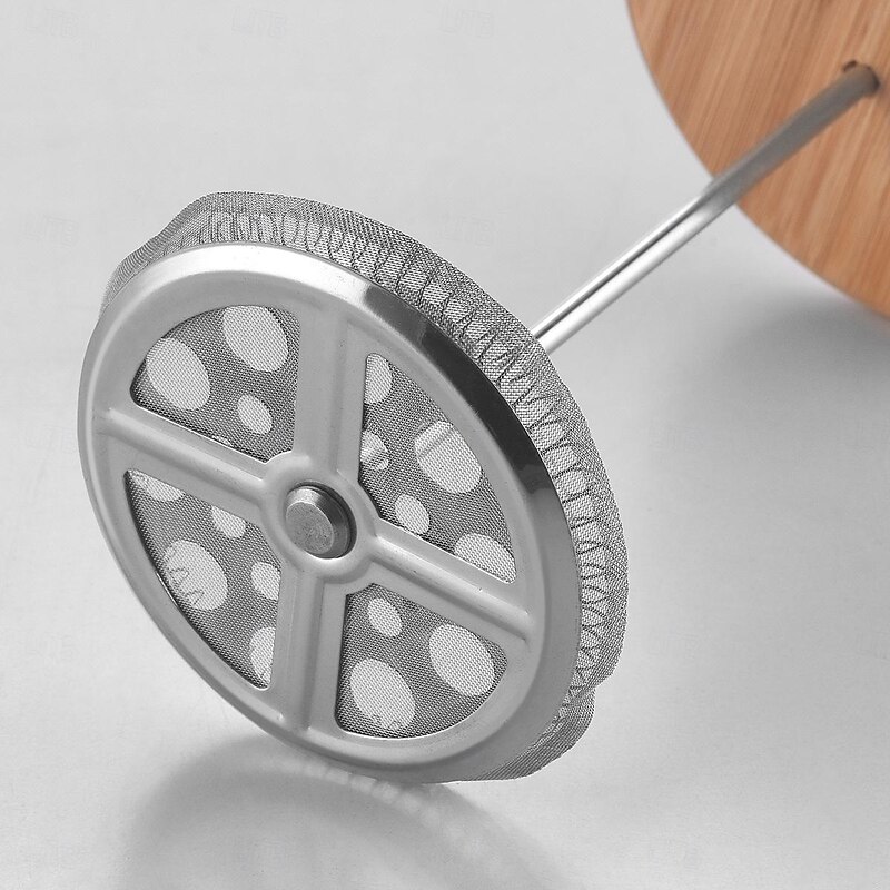 Bamboo French Press Coffee Maker Double Filters French Press, Thicken Heat-Resistant Borosilicate Glass Press Coffee Maker2