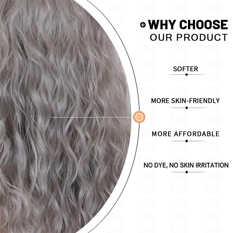 Grey Wigs with Bangs Long Curly Synthetic Wigs for Women Daily Cosplay Party3