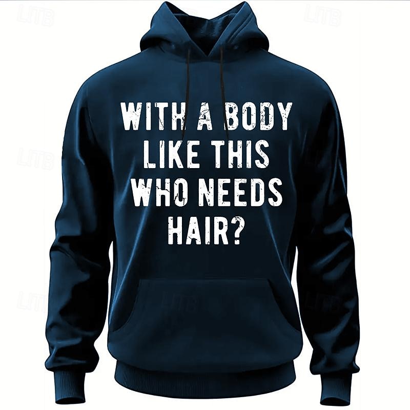 Men's Graphic Letter Hoodie Hoodies Sweatshirt Fashion Daily Long Sleeve Hooded Vacation Holiday Black Navy Blue Print Front Pocket Spring &  Fall Designer2