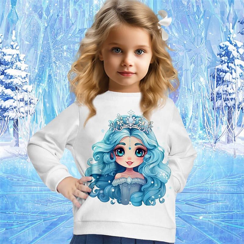Girls' 3D Cartoon Princess Sweatshirt Pullover Long Sleeve 3D Print Spring Fall Fashion Streetwear Adorable Kids 3-12 Years Crew Neck Outdoor Casual Daily Regular Fit2