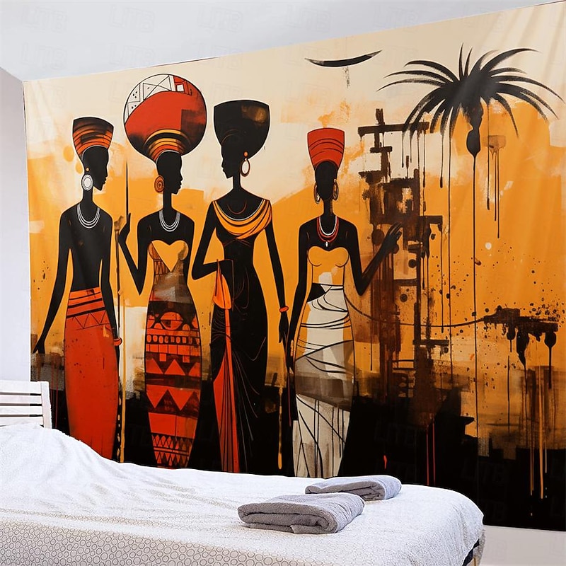 African Folk Art Hanging Tapestry Wall Art Large Tapestry Mural Decor Photograph Backdrop Blanket Curtain Home Bedroom Living Room Decoration3