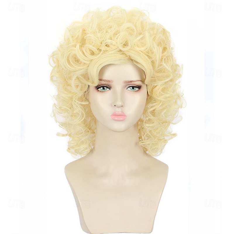Long Curly Blonde 70s 80s Wig Women Carnival Cosplay Costume Wig Halloween Wigs